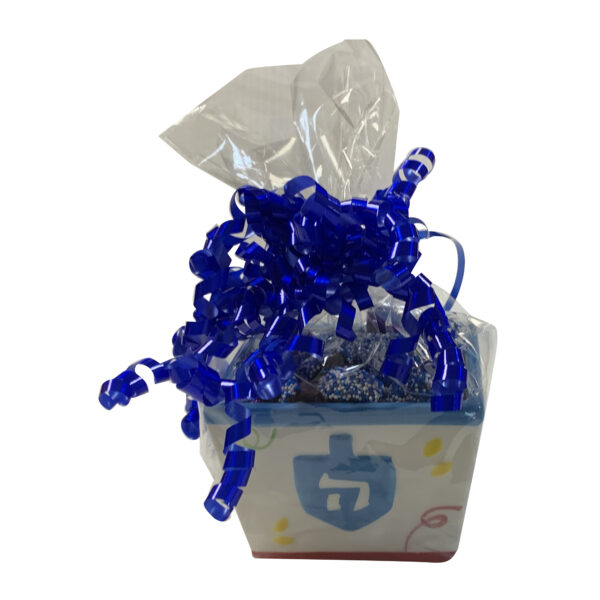 Hanukkah Candy Dish with chocolates wrapped
